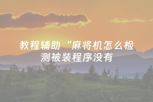 教程辅助“麻将机怎么检测被装程序没有（专用辅牌神器免安装）