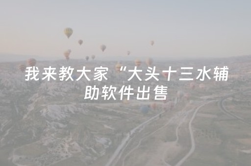 我来教大家“大头十三水辅助软件出售（专用辅牌神器免安装）