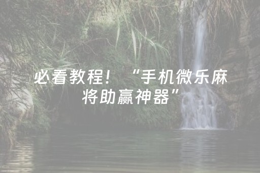 必看教程！“手机微乐麻将助赢神器”（详细透视教程）-哔哩哔哩