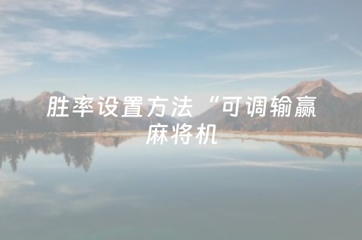 胜率设置方法“可调输赢麻将机（专用辅牌神器免安装）