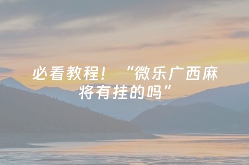 必看教程！“微乐广西麻将有挂的吗”（详细辅助教程）-哔哩哔哩