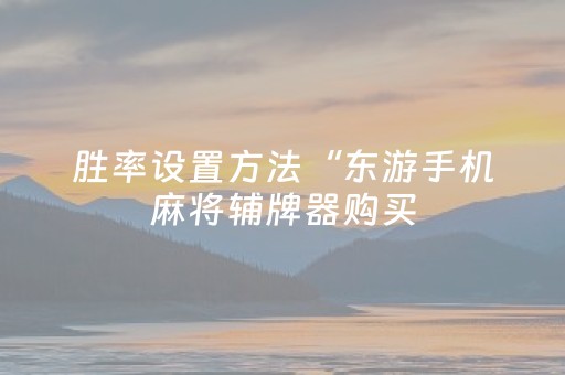胜率设置方法“东游手机麻将辅牌器购买（专用辅牌神器免安装）