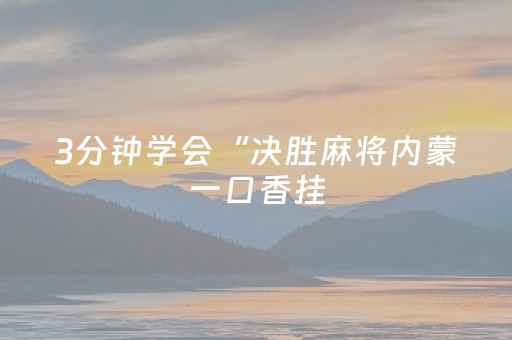 3分钟学会“决胜麻将内蒙一口香挂（专用辅牌神器免安装）