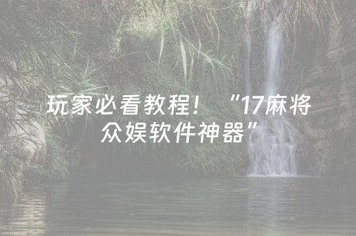玩家必看教程！“17麻将众娱软件神器”（详细辅助教程）-哔哩哔哩