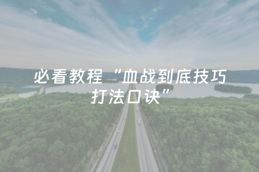 必看教程“血战到底技巧打法口诀”（详细透视教程）-哔哩哔哩