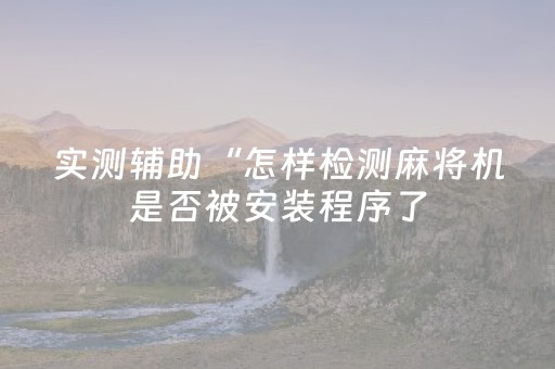 实测辅助“怎样检测麻将机是否被安装程序了（专用辅牌神器免安装）