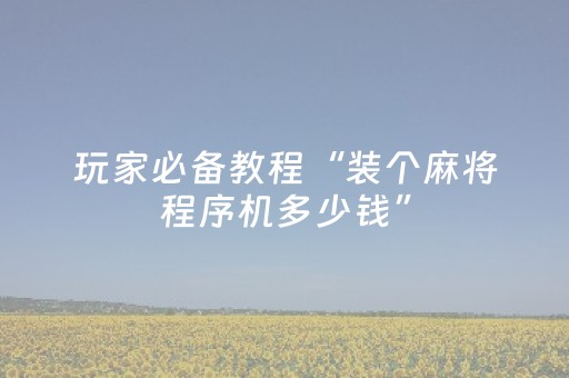 玩家必备教程“装个麻将程序机多少钱”（详细透视教程）-哔哩哔哩