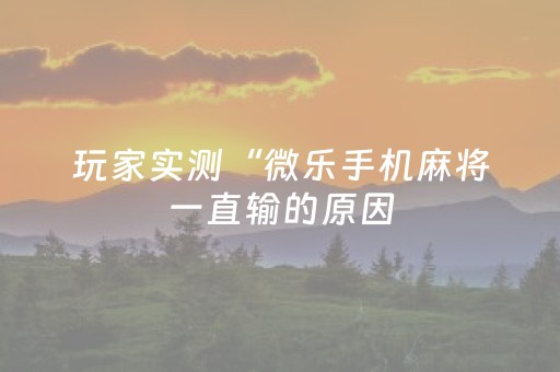 玩家实测“微乐手机麻将一直输的原因（专用辅牌神器免安装）