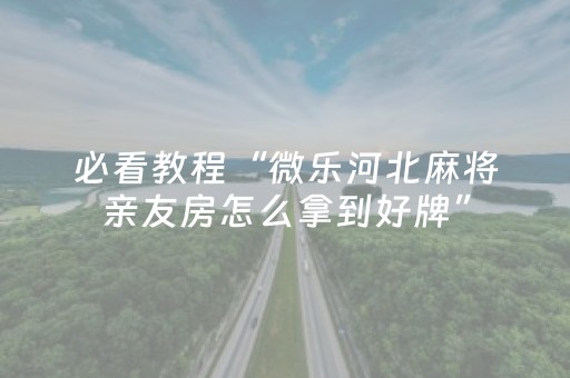 必看教程“微乐河北麻将亲友房怎么拿到好牌”（详细透视教程）-哔哩哔哩