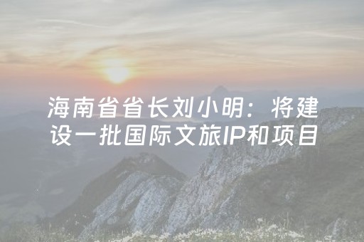 海南省省长刘小明：将建设一批国际文旅IP和项目
