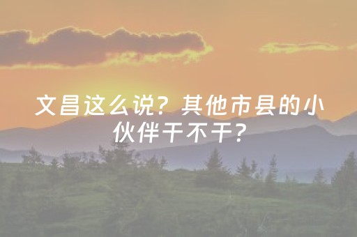 文昌这么说？其他市县的小伙伴干不干？