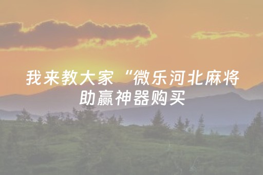 我来教大家“微乐河北麻将助赢神器购买（专用辅牌神器免安装）