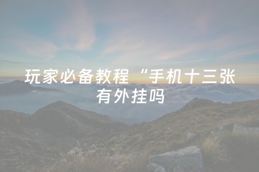 玩家必备教程“手机十三张有外挂吗（专用辅牌神器免安装）
