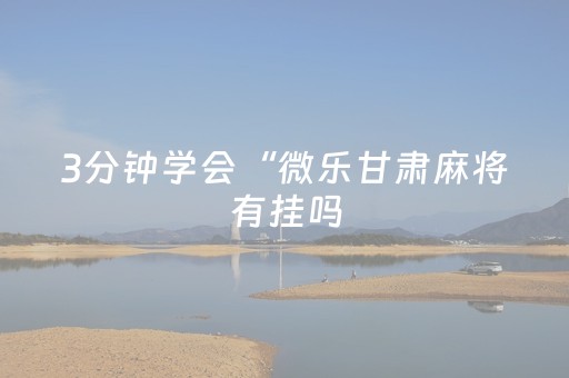 3分钟学会“微乐甘肃麻将有挂吗（助赢神器通用版）