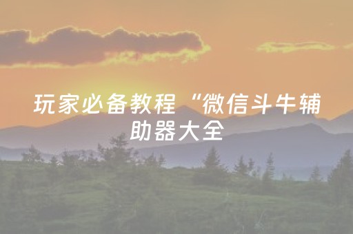 玩家必备教程“微信斗牛辅助器大全（助赢神器通用版）