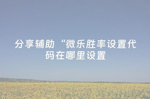 分享辅助“微乐胜率设置代码在哪里设置（助赢神器通用版）