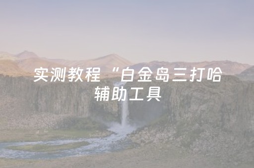 实测教程“白金岛三打哈辅助工具（专用辅牌神器免安装）
