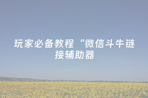 玩家必备教程“微信斗牛链接辅助器（专用辅牌神器免安装）
