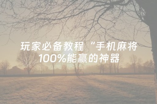 玩家必备教程“手机麻将100%能赢的神器（专用辅牌神器免安装）