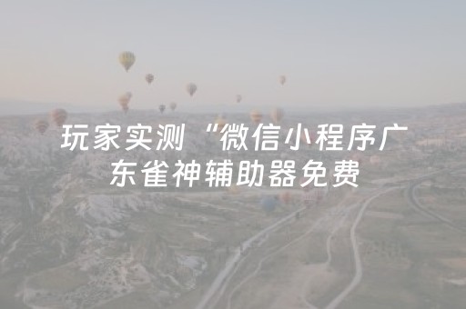 玩家实测“微信小程序广东雀神辅助器免费（专用辅牌神器免安装）