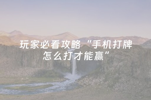玩家必看攻略“手机打牌怎么打才能赢”（详细透视教程）-哔哩哔哩