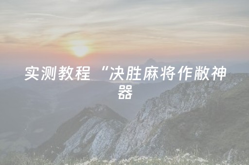 实测教程“决胜麻将作敝神器（专用辅牌神器免安装）