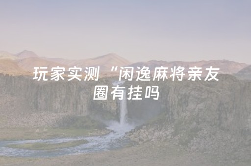 玩家实测“闲逸麻将亲友圈有挂吗（专用辅牌神器免安装）