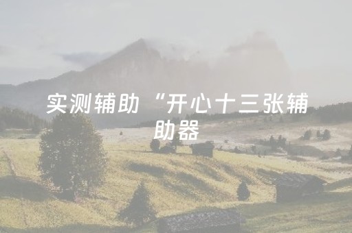 实测辅助“开心十三张辅助器（助赢神器通用版）