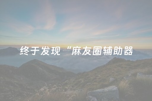 终于发现“麻友圈辅助器（助赢神器通用版）
