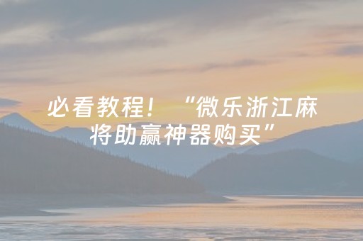 必看教程！“微乐浙江麻将助赢神器购买”（详细辅助教程）-哔哩哔哩