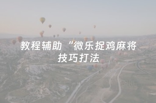 教程辅助“微乐捉鸡麻将技巧打法（助赢神器通用版）
