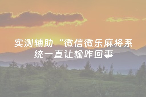 实测辅助“微信微乐麻将系统一直让输咋回事（专用辅牌神器免安装）