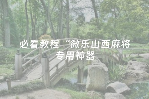 必看教程“微乐山西麻将专用神器（专用辅牌神器免安装）