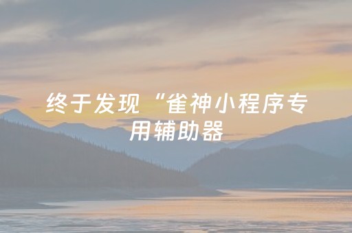 终于发现“雀神小程序专用辅助器（专用辅牌神器免安装）