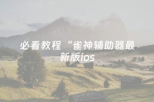 必看教程“雀神辅助器最新版ios（助赢神器通用版）