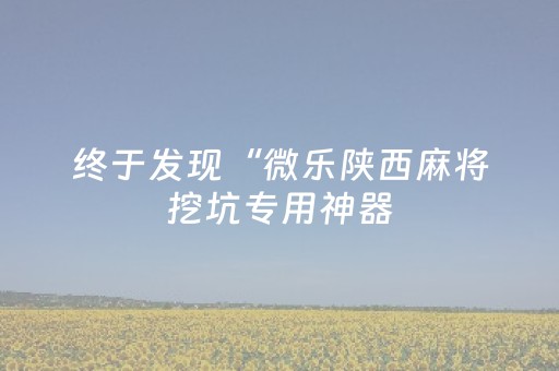 终于发现“微乐陕西麻将挖坑专用神器（助赢神器通用版）