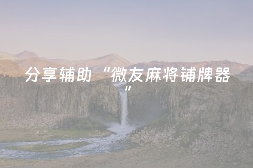 分享辅助“微友麻将铺牌器”（详细透视教程）-哔哩哔哩