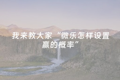 我来教大家“微乐怎样设置赢的概率”（详细透视教程）-哔哩哔哩
