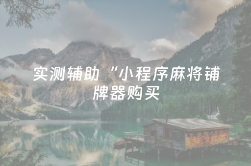 实测辅助“小程序麻将铺牌器购买（助赢神器通用版）