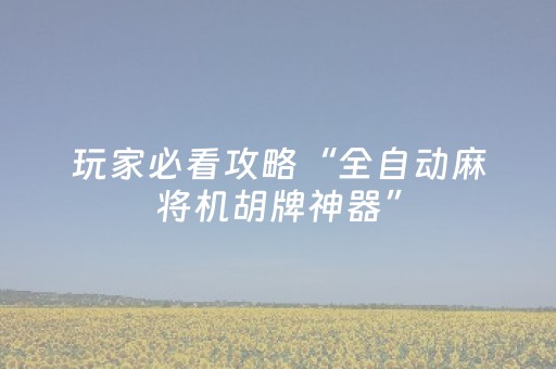 玩家必看攻略“全自动麻将机胡牌神器”（详细透视教程）-哔哩哔哩