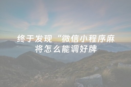 终于发现“微信小程序麻将怎么能调好牌（专用辅牌神器免安装）