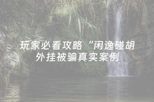 玩家必看攻略“闲逸碰胡外挂被骗真实案例（专用辅牌神器免安装）