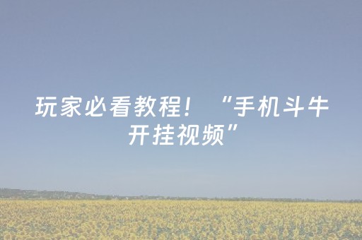 玩家必看教程！“手机斗牛开挂视频”（详细开挂教程）-哔哩哔哩