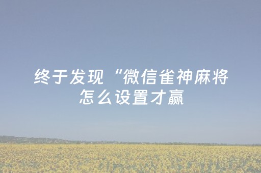 终于发现“微信雀神麻将怎么设置才赢（助赢神器通用版）