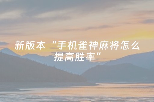 新版本“手机雀神麻将怎么提高胜率”（详细透视教程）-哔哩哔哩