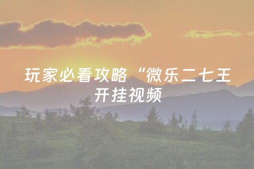 玩家必看攻略“微乐二七王开挂视频（专用辅牌神器免安装）