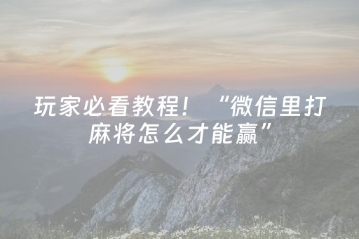 我来教大家“微乐河北麻将亲友房怎么拿到好牌”（详细透视教程）-哔哩哔哩