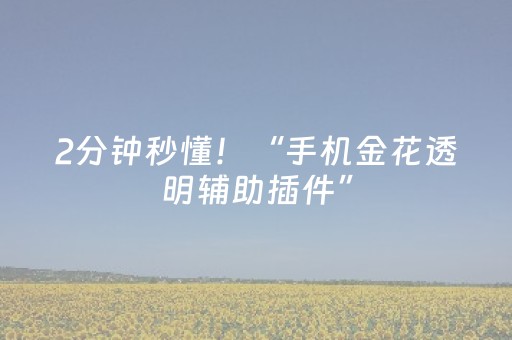 2分钟秒懂！“手机金花透明辅助插件”（详细辅助教程）-哔哩哔哩