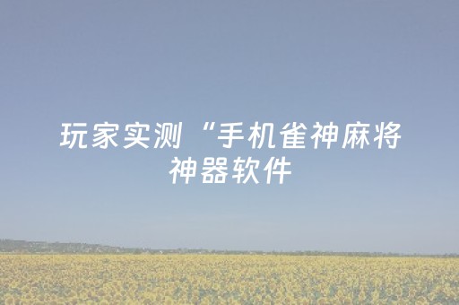 玩家实测“手机雀神麻将神器软件（助赢神器通用版）