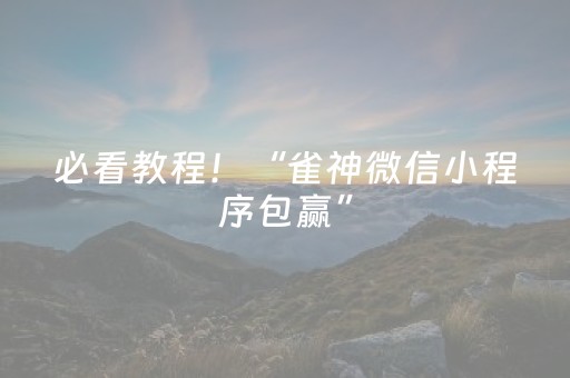 必看教程！“雀神微信小程序包赢”（详细辅助教程）-哔哩哔哩